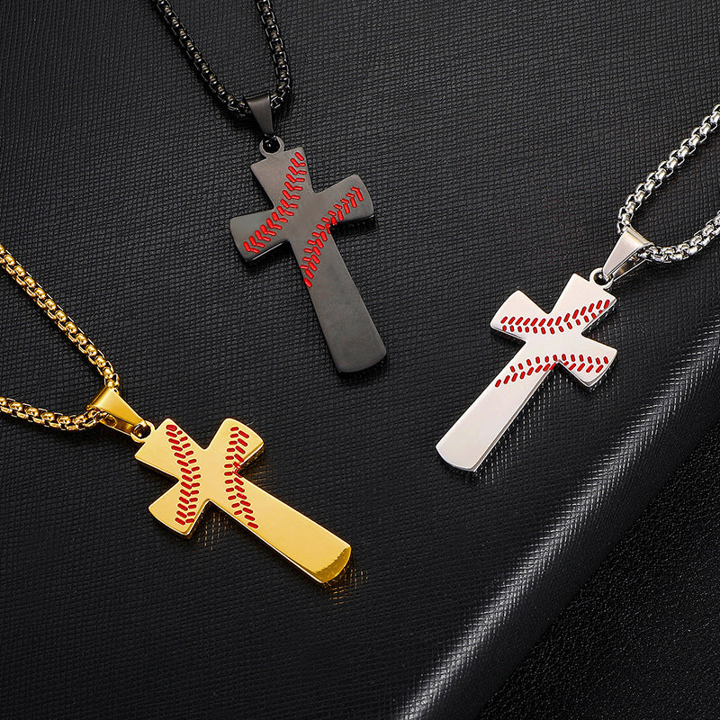 Bible Baseball Cross Pendant Necklace