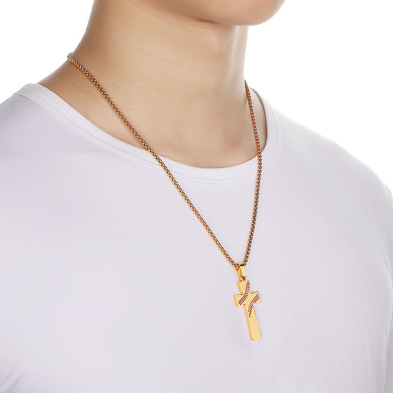 Bible Baseball Cross Pendant Necklace